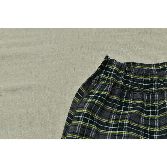 Flynn O'Hara Uniform Plaid Pleated Skirt Size 10X Green Gray Yellow Made in USA - Picture 8 of 8